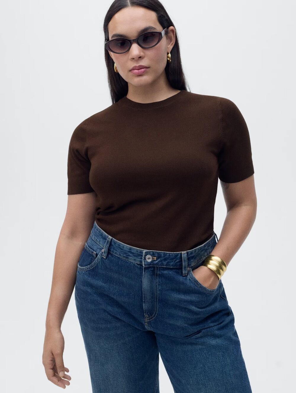 Mango Short-sleeved fine-knit sweater
